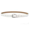 Stylish white PU leather belt for women with a sleek silver buckle. Perfect for casual wear. - White (Silver Buckle)