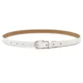 White slim pin buckle women's belt, fashionable casual minimalist waist accessory - White (Silver Buckle) / Length 105cm, Width 1.7cm