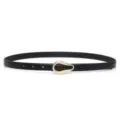 Elegant black PU leather belt with a stylish gold teardrop buckle for women fashion dress. - Black (Silver Buckle)