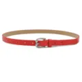 Red women pu leather belt with metal buckle casual versatile stylish accessory for jeans - Red (Silver Buckle)