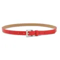Red women leather belt with silver pin buckle, simple stylish trouser belt for daily wear. - Red