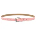 Women Pink PU Leather Skinny Belt Casual Slim Waistband with Silver Buckle Variant - Pink (Silver Buckle)