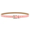 Pink women leather belt with silver pin buckle simple stylish trouser waist accessory - Pink