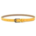 Yellow PU leather belt for women with metal pin buckle slim fashion waist strap - Yellow (Black Buckle)