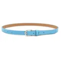 Elegant light blue women belt with silver pin buckle, fashionable slim waist accessory for daily wear. - Light Blue (Silver Clasp) / Length 105cm, Width 1.7cm