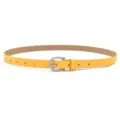 Yellow PU leather women belt casual slim belt for jeans and dress stylish metal buckle - Yellow (Silver Buckle)