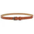 Bruine smalle damesriem, eenvoudige retro stijl PU lederen riem met donkere metalen gesp - Camel (zwarte gesp)