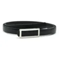 Cinturón de cuero negro minimalista para mujer con hebilla metálica rectangular plateada. - Estilo 5 - Hebilla Plateada