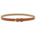 Elegant women brown thin leather belt with gold buckle stylish accessory for jeans dresses. - Camel