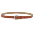 Brown PU leather women belt with silver metal buckle stylish casual jeans dress accessory - Khaki (Silver Buckle)