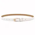 Dames smalle witte lederen riem met gouden gesp minimalistische tailleceintuur voor broek variant - Wit (Gouden Gesp)