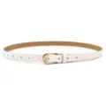 Women slim white PU leather belt with gold pin buckle, elegant daily waist accessory. - White (Gold Buckle)