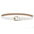 Women's white PU leather belt with vintage golden metal buckle, casual waist accessory. - White (Gold Buckle)