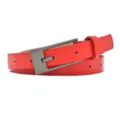 Red women's PU leather belt featuring a sleek metal pin buckle. Versatile minimalist style. - Red (Black Buckle)