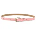 Pink PU leather belt for women, slim casual waistband with metal pin buckle for dresses. - Pink (Gold Buckle)