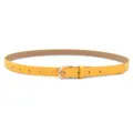 Gele smalle lederen damesriem met gouden gesp, minimalistische stijl voor broeken. - Geel (Gouden Gesp)