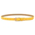 Yellow thin women's PU leather belt with silver metal pin buckle for dresses jeans - Yellow (Gold Buckle)
