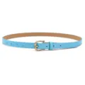 Women light blue belt PU leather thin waistband with stylish gold buckle for dresses 85cm - Light Blue (Gold Clasp)