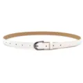 White thin women's belt with stylish pin buckle, casual minimalist accessory variant. - White (Black Buckle) / Length 105cm, Width 1.7cm