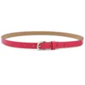 Vrouwen smalle roze lederen riem met zilveren gesp, elegant en stijlvol dagelijks accessoire. - Rozerood (zilveren sluiting)