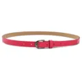 Stylish women pink thin leather belt with metal pin buckle for casual daily wear and fashion. - Rose Red (Black Buckle) / Length 105cm, Width 1.7cm