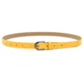 Women yellow thin belt with dark metal pin buckle, casual stylish waist accessory for ladies. - Yellow (Black Buckle) / Length 105cm, Width 1.7cm