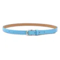 Dames lichtblauwe smalle lederen riem eenvoudige minimalistische taille riem met gesp - Lichtblauw (zilveren sluiting)