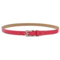 Women Thin PU Leather Belt Pink Fashion Dress Jeans Waistband Metal Pin Buckle Accessory - Rose Red (Gold Clasp)