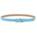 Light blue women's slim PU leather belt with silver pin buckle for dresses and jeans. - Light Blue (Silver Clasp)