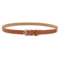 Stylish women's slim brown PU leather belt with silver metal pin buckle for casual wear. - Khaki (Gold Buckle)