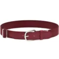 Cintura elastica bordeaux con estremità in ecopelle e fibbia metallica argentata. - Rosso scuro