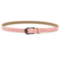 Pink thin belt for women, stylish faux leather waist strap with metal buckle variant. - Pink (Black Buckle)