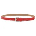 Red PU leather women belt variant, thin strap with silver metal pin buckle for casual daily wear. - Red (Silver Buckle)