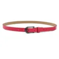Ceinture fine en cuir rose pour femme, accessoire de taille élégant pour robes. - Rouge rose (boucle noire)