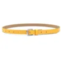 Yellow PU leather thin belt for women, stylish minimalist metal buckle dress waist strap - Yellow (Silver Buckle)