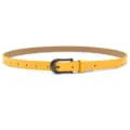 Ceinture fine en cuir jaune minimaliste pour femmes, idéale pour robes et tailleurs. - Jaune (boucle noire)