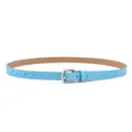 Hellblaue Damen-Dünngürtel mit silberner Dornschließe, schlichter eleganter Hosen-Accessoire. - Hellblau (Silberfarbener Verschluss)