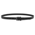Women black PU leather slim belt, stylish minimal pin buckle dress belt for jeans and pants. - Black (Black Buckle)