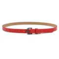 Red PU leather slim women belt with dark metal buckle stylish casual jeans decorative accessory - Red (Black Buckle)