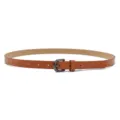 Slim brown PU leather belt for women, stylish minimalist waist accessory for jeans. - Camel (Black Buckle)