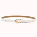 Ceinture fine blanche en cuir avec boucle dorée variante, accessoire de taille élégant. - Blanc (Boucle Dorée)