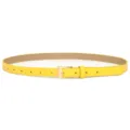 Yellow thin leather belt for women with small gold buckle, stylish candy color dress accessory - Yellow (Gold Buckle)