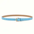 Hellblaue Damen schmale Ledergürtel mit goldener Metallschnalle elegante Taillengürtel für Hosen - Hellblau (Goldfarbener Verschluss)
