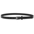 Minimalist black leather belt for women, featuring a chic small square buckle for dresses. - Black (Black Buckle)