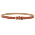 Ceinture fine en cuir marron pour femme, ceinture élégante minimaliste avec boucle dorée. - Kaki (Boucle Dorée)