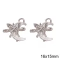 Silberfarbener Legierung Schmetterling und weißer Harz Halbmond Anhänger für DIY Schmuck. - Traumhafter Weißer Mond / 1 Stück / Silber