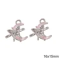 Silberne Legierung Harz Schmetterling Mondsichel Anhänger DIY Halskette Schmuck Zubehör - Traumhafter Rosa Mond / 1 Stück / Silber