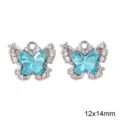 Silberner Schmetterlingsanhänger mit hellblauem Kristall und Strass 12x14mm DIY Schmuck - Blauer Strass Schmetterling / 1 Stück / Silber