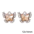 Legierung Schmetterling Anhänger 12x14mm Champagner Kristall DIY Schmuck Zubehör - Oranger Strass Schmetterling / 1 Stück / Silber