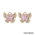 Gold Schmetterling Schmuck Anhänger rosa Kristall Strass DIY Zubehör 12x14mm Basteln - Rosa Strass Schmetterling / 1 Stück / Gold